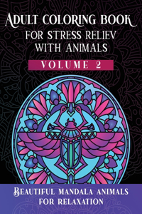 Adult coloring book for stress reliev with animals