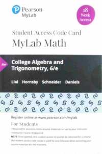 Mylab Math with Pearson Etext -- 18 Week Standalone Access Card -- For College Algebra and Trigonometry