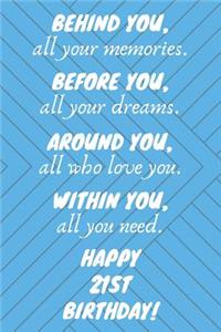 Behind You All Your Memories Before You All Your Dreams Happy 21st Birthday