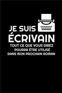 Je suis Écrivain tout ce que vous direz pourra être utilisé dans mon prochain roman