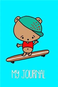 Cute Bear on Skateboard Kids Journal: Educational and fun sketch and write notebook for children. One side blank for drawing and one side with wide spaced lines to practice their writing