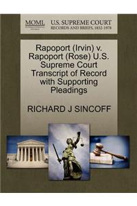 Rapoport (Irvin) V. Rapoport (Rose) U.S. Supreme Court Transcript of Record with Supporting Pleadings