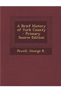 A Brief History of York County - Primary Source Edition