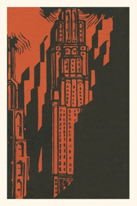 Vintage Journal Woodcut of Skyscraper