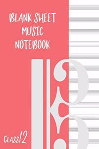 Blank Sheet Music Composition Manuscript Staff Paper Art Music CLASS 12 Notebook Pink Cover