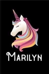 Marilyn: Journal (Diary, Notebook) Personalized Custom Name Unicorn Birthday Gift for Girls and Women