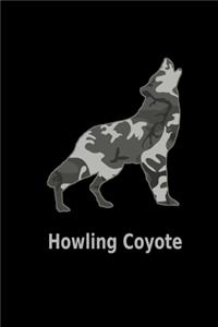 Howling Coyote: 6x9. 120 page. Dot Grid. Funny Camo Canine Camouflage Cover journal composition book (Notebook School Office Supplies) on Black