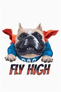 Super Cute Flying Bully Bulldog Superhero Notebook