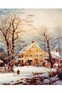 Vintage Winter in the Country School Composition Book 130 Pages