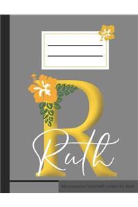 R Ruth Monogramm Notizheft Liniert 60 Blatt