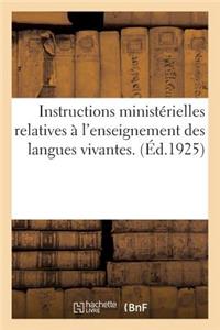 Instructions Ministérielles Relatives À l'Enseignement Des Langues Vivantes.
