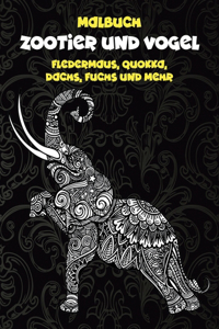 Zootier und Vogel - Malbuch - Fledermaus, Quokka, Dachs, Fuchs und mehr