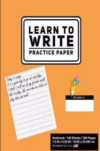 Learn To Write Practice Paper