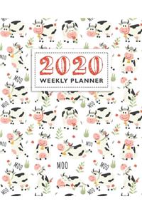 2020 Weekly Planner: Cute Cow Pattern Daily, Weekly & Monthly Planner, Organizer And Calendar For Cattle Lovers