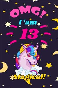 Unicorn Notebook I am 13 & Magical