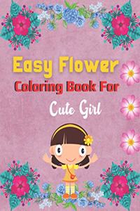 Easy flower coloring book for cute girl