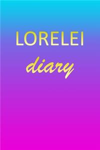 Lorelei: Journal Diary - Personalized First Name Personal Writing - Letter L Blue Purple Pink Gold Effect Cover - Daily Diaries for Journalists & Writers - J