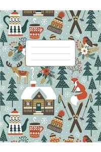 Composition Notebook: Cosy Christmas Winter Woodland: 100 Pages of 7.5