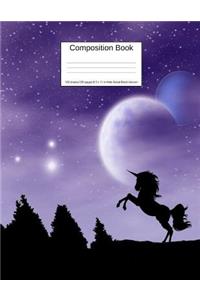 Composition Book 100 Sheets/200 Pages/8.5 X 11 In. Wide Ruled/ Black Unicorn