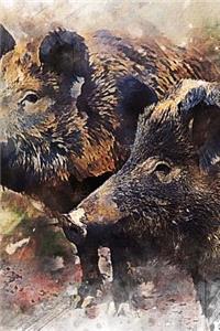 Watercolor of Two Wild Boars Journal