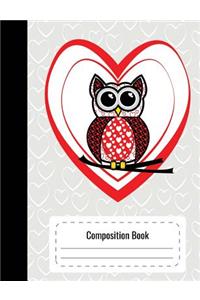 Composition Notebook (Owl And Hearts Cover, College Ruled)