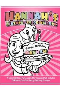 Hannah's Birthday Coloring Book Kids Personalized Books
