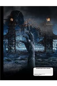 Spooky Zombie Arm in Graveyard Composition Notebook - Graph Paper - 200 Pages / 100 Sheets, 8-1/2