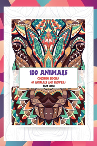 Coloring Books of Animals and Flowers - 100 Animals - Easy Level