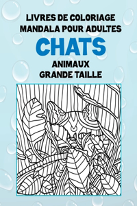 Livres de coloriage Mandala pour adultes - Grande taille - Animaux - Chats