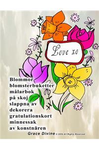 Blommor blomsterbuketter målarbok på skoj slappna av dekorera gratulationskort minnessak av konstnären Grace Divine