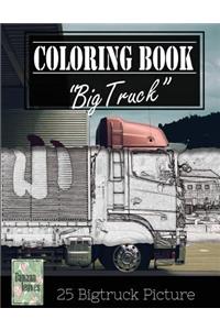 Jumbo Truck Sketch Gray Scale Photo Adult Coloring Book, Mind Relaxation Stress Relief