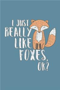 I Just Really Like Foxes OK: Fox Notebook College Blank Lined 6 x 9 inch 110 pages -Notebook for Fox Lovers Journal for Writing- Notebook for Girls-Gift for Kid Student Funny Gi