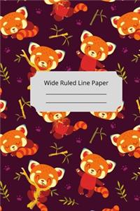 Cute Sleep Red Panda Theme Wide Ruled Line Paper