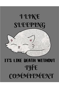 I like sleeping it's like death without the commitment