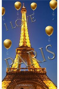 blue sky I love paris eiffel tower gold ballon creative blank journal
