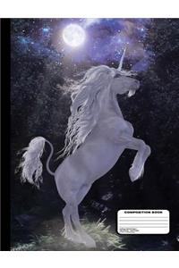 Magical Unicorn In The Moonlight Composition Notebook - College Ruled 200 Pages / 100 Sheets, 9-3/4