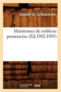 Maintenues de Noblesse Prononcées (Éd.1892-1893)