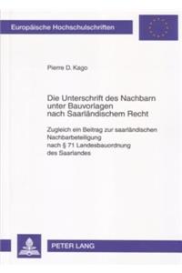 Die Unterschrift Des Nachbarn Unter Bauvorlagen Nach Saarlaendischem Recht