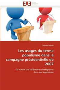 Les Usages Du Terme Populisme Dans La Campagne Présidentielle de 2007