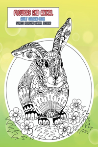 Adult Coloring Book Flowers and Animal - Stress Relieving Animal Designs