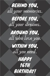 Behind You All Your Memories Before You All Your Dreams Happy 16th Birthday