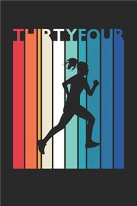 Running Notebook for 34 Year Old Women and Men - Vintage Running Journal - 34th Birthday Gift for Runner Diary
