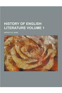 History of English Literature Volume 1