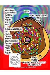 Värityskirja Leivonnainen munkkeja Oppia englanti Kieli värit + spatiaalinen käsitteitä 