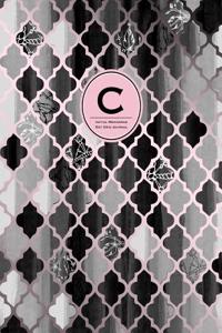 Initial C Monogram Journal - Dot Grid, Moroccan Black, White & Blush Pink