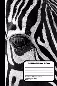 Wild Zebra Composition Notebook 200 Graph Paper Pages