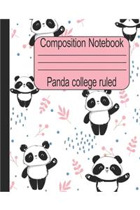 Panda college ruled composition notebook