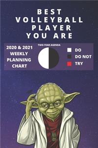 2020 & 2021 Two-Year Weekly Planner For Best Volleyball Player Gift Funny Yoda Quote Appointment Book Two Year Daily Agenda Notebook