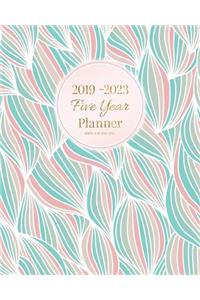 2019-2023 Five Year Planner-Green and Pink Lines