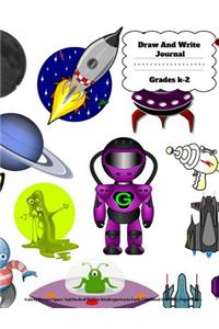 Draw And Write Journal Grades K-2 Galaxy Picture Space And Dashed Midline Kindergarten to Early Childhood 100 Story Paper Pages